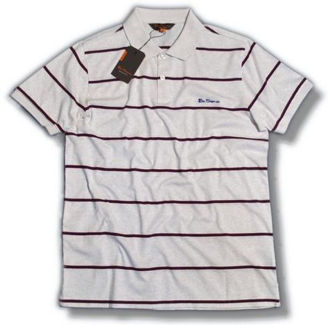 Ben Sherman Mod Pique Contrast Stripe Short Sleeve Polo Shirt White Preview
